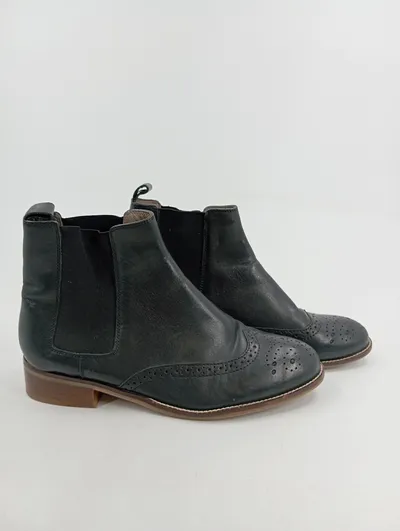 COX Chelsea Boots Herren Stiefelette Leder Gr. 39 Schwarz Klassisch Brogue