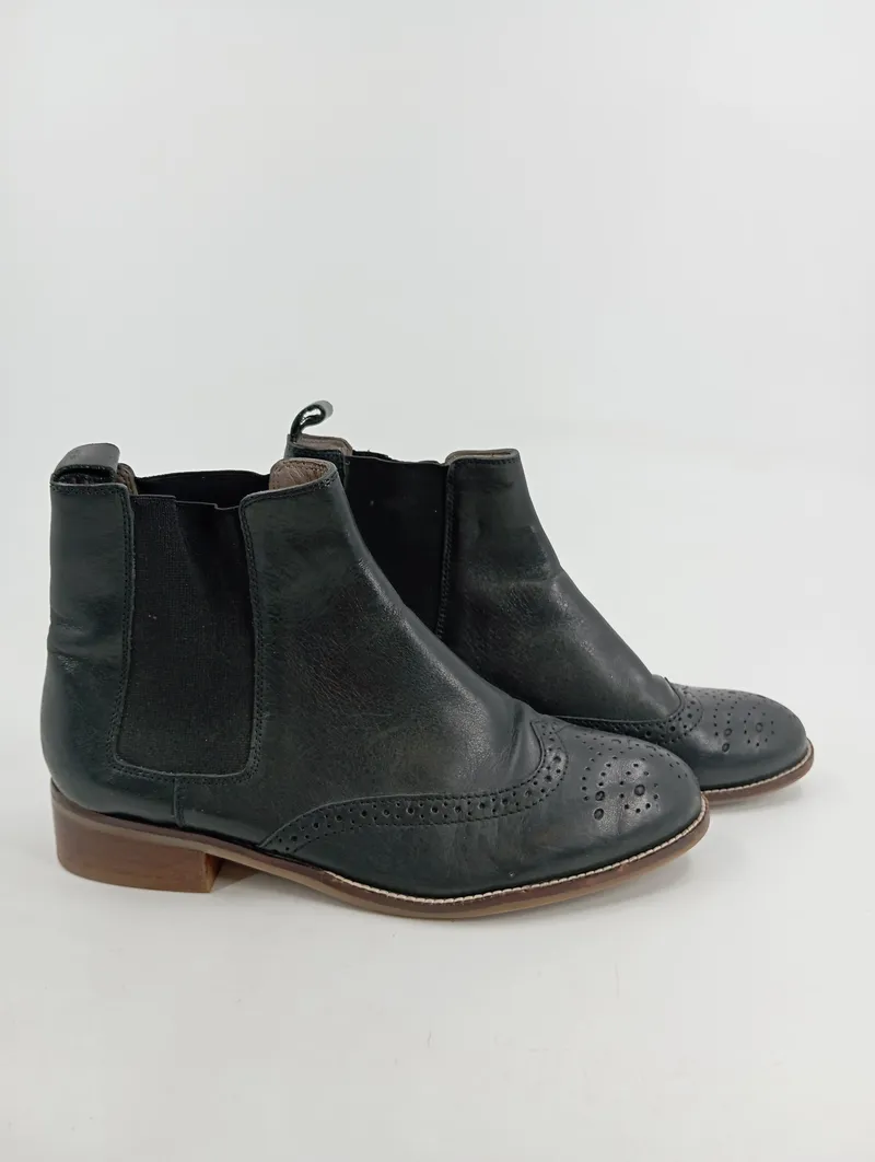 COX Chelsea Boots Herren Stiefelette Leder Gr. 39 Schwarz Klassisch Brogue 2