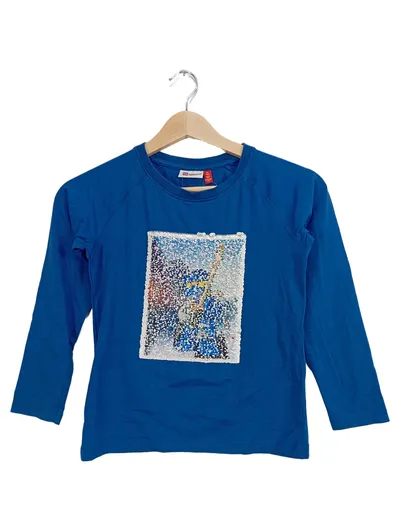 LEGO Wear Kinder Langarmshirt Blau Gr. 128 mit Wendepailletten Casual