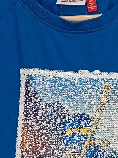 LEGO Wear Kinder Langarmshirt Blau Gr. 128 mit Wendepailletten Casual