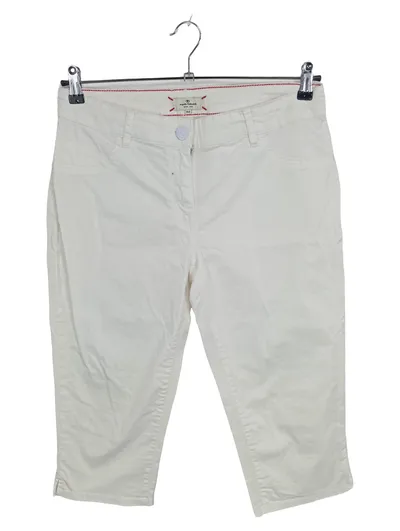 Tom Tailor Damen Capri Stoffhose Weiß Gr. 40 Baumwolle 3/4 Hose
