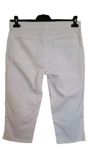Tom Tailor Damen Capri Stoffhose Weiß Gr. 40 Baumwolle 3/4 Hose