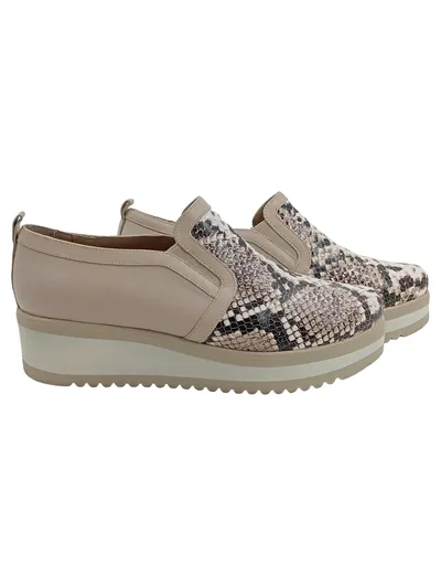 Alba Moda Damen Slipper Mokassins Gr. 41 Mehrfarbig Schlangenmuster Modisch
