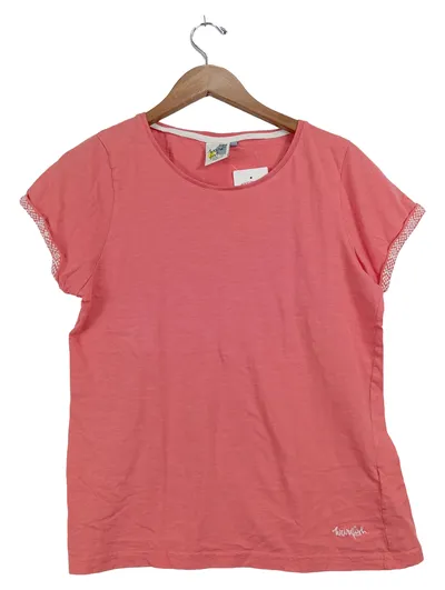 Weird Fish Damen T-Shirt Pink Gr. 38/M Kurzarm Baumwolle Casual Stickerei