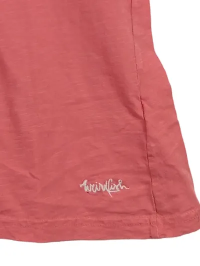 Weird Fish Damen T-Shirt Pink Gr. 38/M Kurzarm Baumwolle Casual Stickerei
