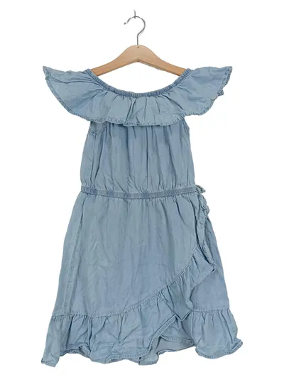 FabKids Mädchen Freizeitkleid Jeans-Look Off-Shoulder Rüschen Gr. 116