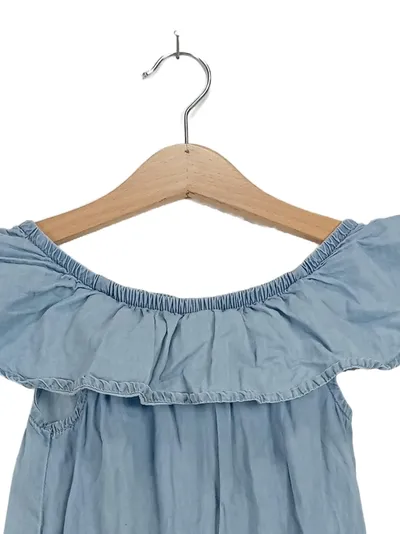 FabKids Mädchen Freizeitkleid Jeans-Look Off-Shoulder Rüschen Gr. 116