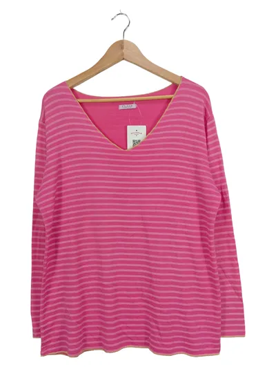 Flair Damen Langarmshirt Pink Gestreift V-Ausschnitt Gr. 40