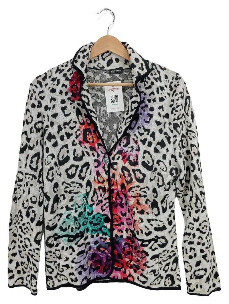 Gerry Weber Damen Blazer Animal Print Langarm Baumwolle Mehrfarbig Gr. 38 1