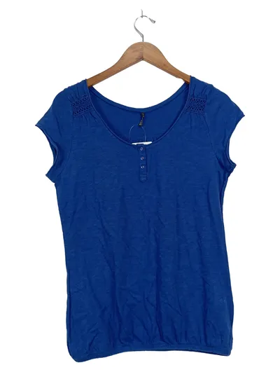 SAMISU Damen T-Shirt Gr. 36/S Blau Casual Baumwolle Kurzarm