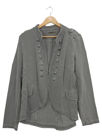 Heimatliebe Damen Sweatjacke Militärstil Gr. S grau Zierknöpfe Vintage