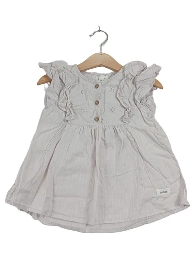 Newbie Mädchen Freizeitkleid Rosa Gr. 98 Lochmuster Rüschen Baumwolle