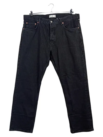 MNG Damen Mom Jeans Gr. 46 Schwarz Casual High Waist Baumwolle