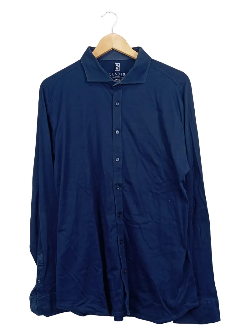 DeSoto Herren Business Hemd Jersey Langarm Blau Gr. 52/XL 1