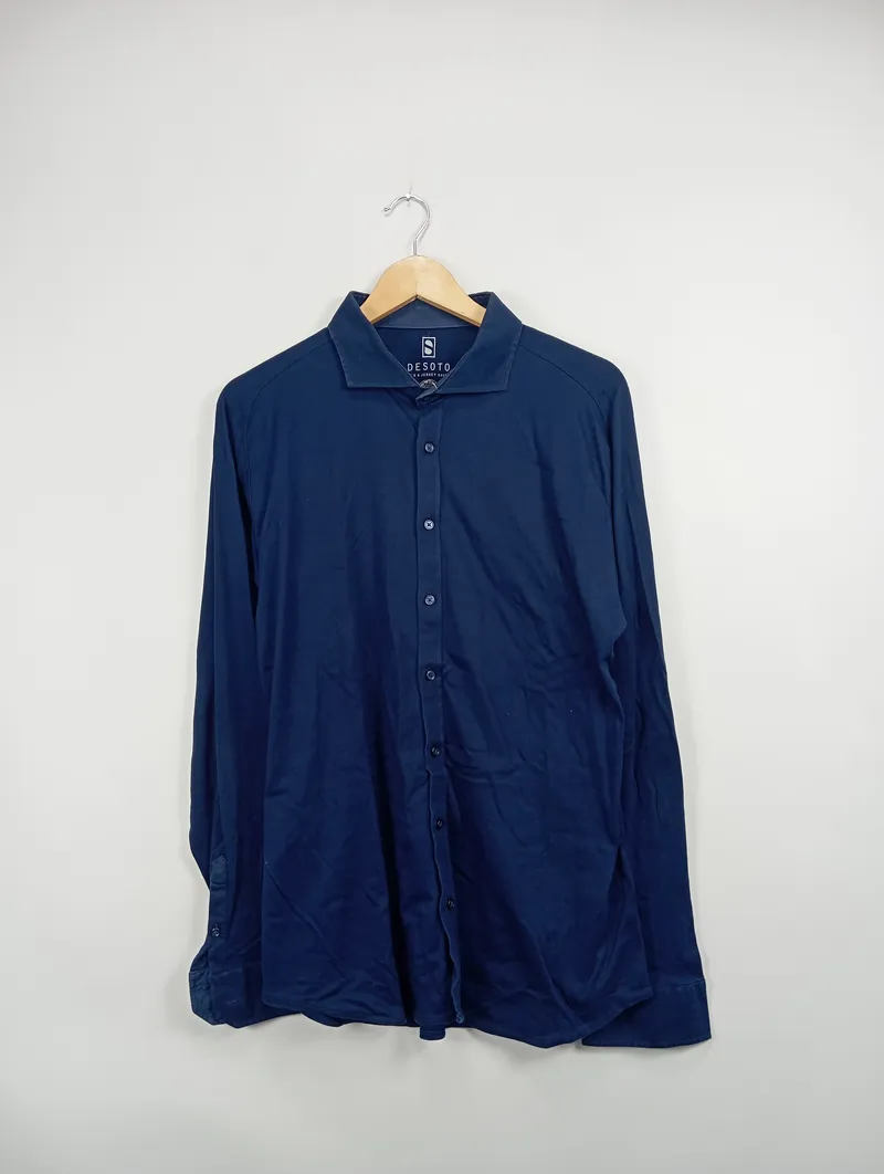DeSoto Herren Business Hemd Jersey Langarm Blau Gr. 52/XL 2