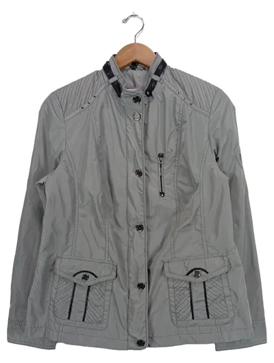 Barbara Lebek Damen Leichte Jacke Gr. 40/L Grau Übergangsjacke