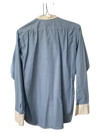 Ralph Lauren Herren Business Hemd Gr. 2 Hellblau Creme Langarm