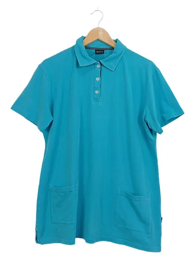 7days Damen Poloshirt Türkis Gr. XL Kurzarm Casual Baumwolle