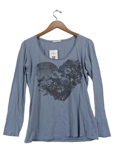 Boss Orange Damen Langarmshirt Gr. 42/XL Blau Casual mit Herz-Print