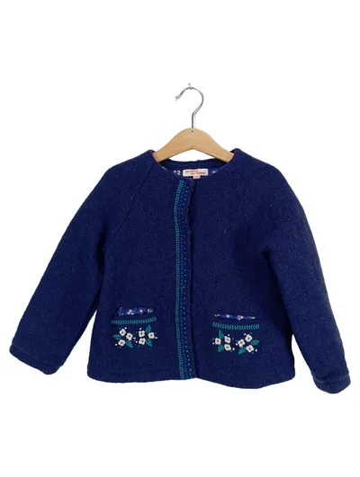 Du Pareil Au Même Strickjacke Mädchen Gr. 110 Blau Charmant Blumenmuster