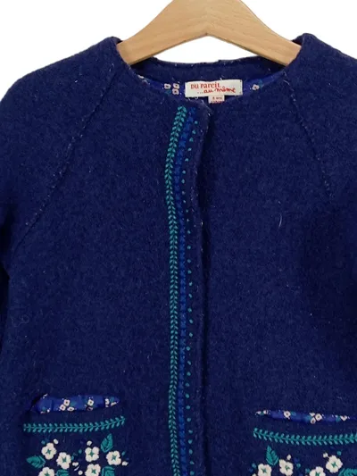 Du Pareil Au Même Strickjacke Mädchen Gr. 110 Blau Charmant Blumenmuster