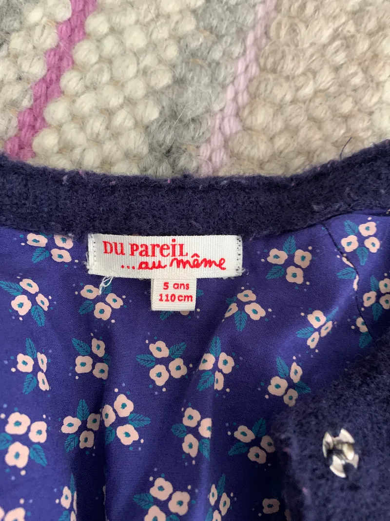 Du Pareil Au Même Strickjacke Mädchen Gr. 110 Blau Charmant Blumenmuster 7