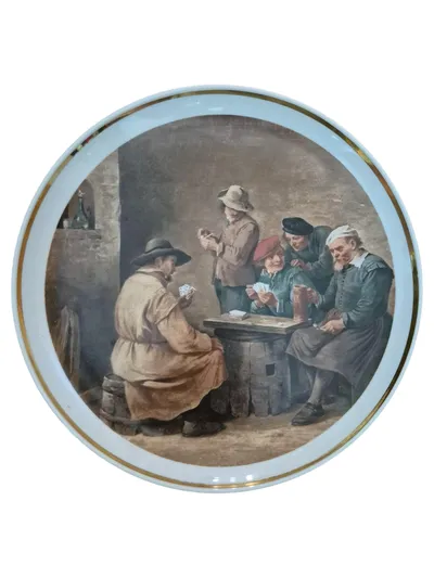 KAISER Wandteller Porzellan Klassisch Mehrfarbig Kartenspieler 28cm