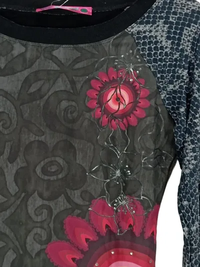 Desigual Damen Langarmshirt Blumenmuster Gr. 36/S Mehrfarbig Farbenfroh