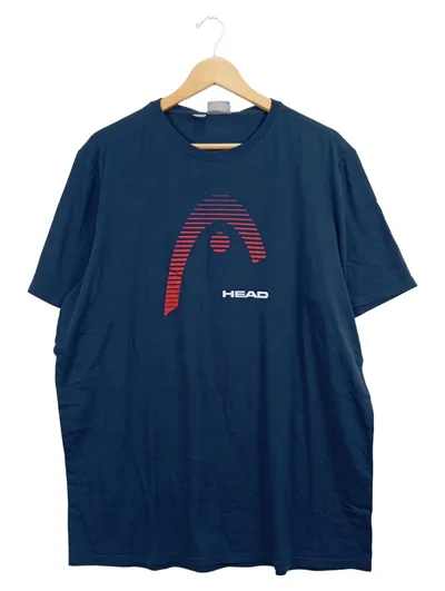 HEAD Herren T-Shirt Blau Sportlich Gr. 52 XL Logo Print Baumwolle