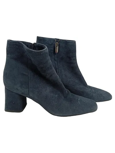Andrea Puccini Damen Stiefeletten Blau Wildleder Gr. 40,5 Blockabsatz