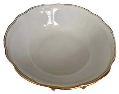 Bavaria Konfektschale Porzellan Weiß Klassisch Festlich 24,5cm Rüsche Metallic