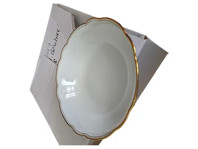 Bavaria Konfektschale Porzellan Weiß Klassisch Festlich 24,5cm Rüsche Metallic