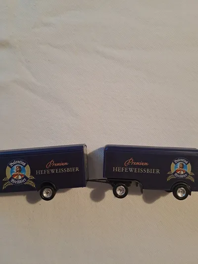 Valentins Modelleisenbahn Waggon LKW Anhänger Blau Hefeweissbier
