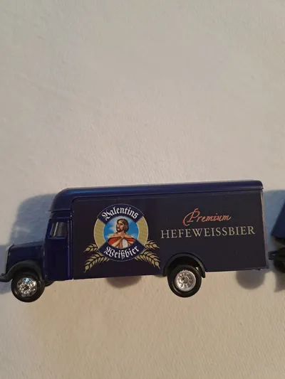 Valentins Modelleisenbahn Waggon LKW Anhänger Blau Hefeweissbier