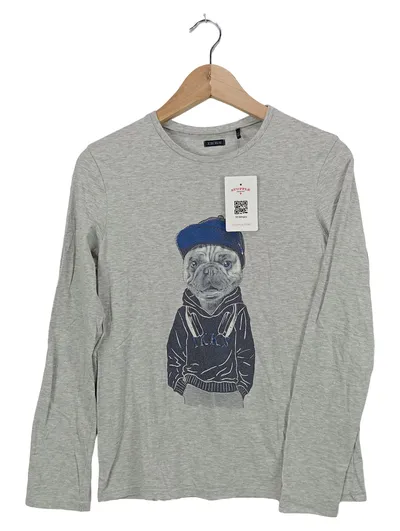 IKKS Kinder Langarmshirt Grau mit Mops-Print Gr. 164 Casual