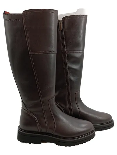 Marc O'Polo Damen Leder Stiefel Braun Gr. 39 Klassisch Reißverschluss