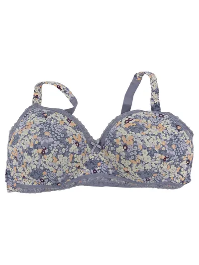Ulla Popken BH Blumenmuster Grau Spitze Damen Gr. 115C NEU