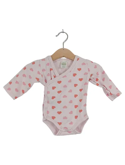 DIMO Baby Wickelbody Mädchen Gr. 62/68 Rosa Herz Muster Baumwolle