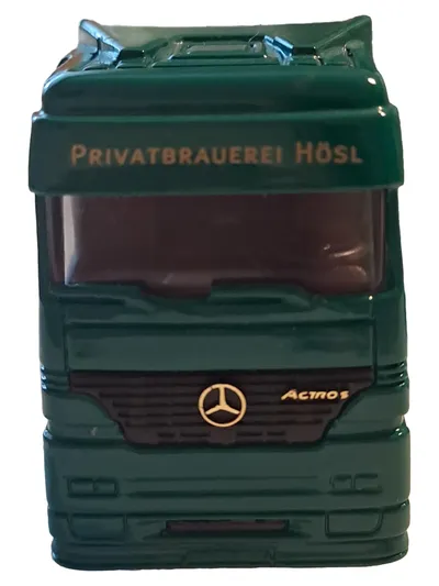 Mercedes-Benz Actros LKW Modellfahrzeug Grün mit Werbung
