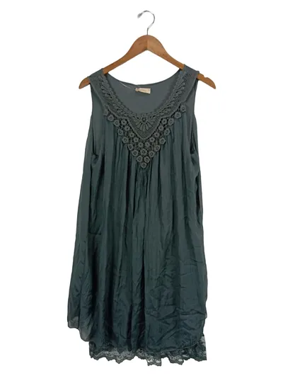 Abbino Damen Sommerkleid Gr. 40/L Grau Seide Bohemian Midikleid