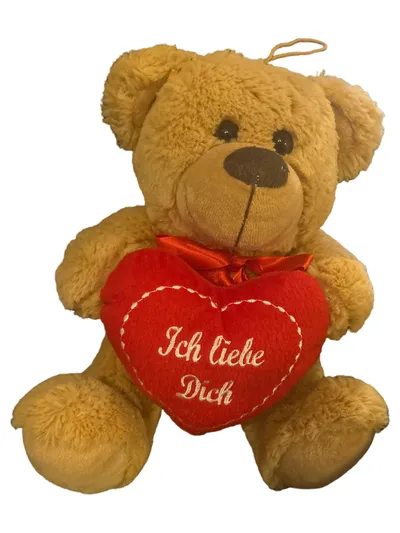 Matches21 Teddybär Herz Kuscheltier Plüschtier Beige 25cm