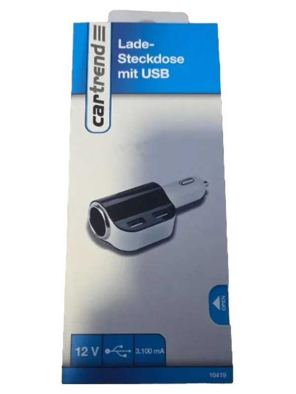 Cartrend 10419 Steckdosenladegerät USB 12V 3100mA KFZ Auto Schwarz 1