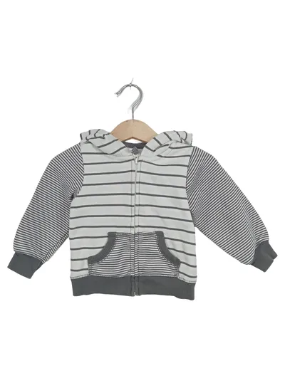 Carter's Baby Sweatjacke Gr. 74 Grau gestreift Kapuze Kinder Jungen Mädchen