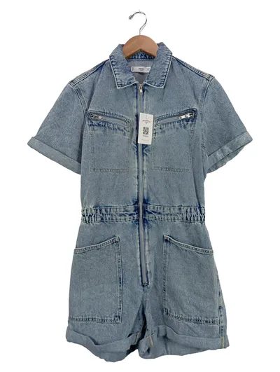 MANGO Jeans-Overall Damen Gr. 38/M Blau Casual Baumwolle Frühjahr/Sommer