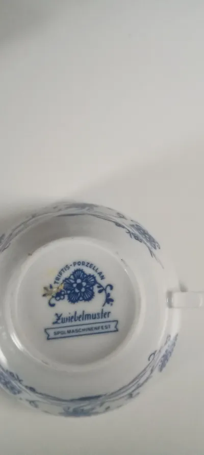 Triptis Zwiebelmuster Suppentasse mit 2 Henkeln Porzellan Blau Weiß
