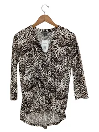 Christian Siriano Damen Bluse Leopardenmuster Wickelbluse Gr. 36/S Mehrfarbig 1