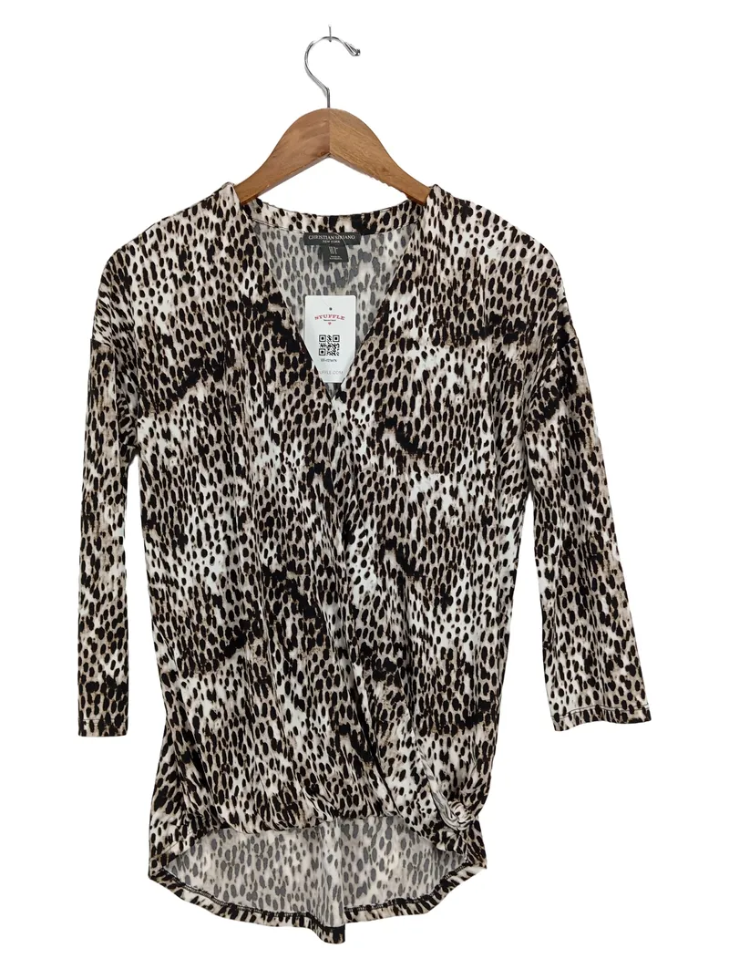 Christian Siriano Damen Bluse Leopardenmuster Wickelbluse Gr. 36/S Mehrfarbig 1