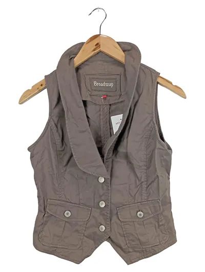 Broadway Damen Anzugweste Business Braun Gr. 36/S Baumwolle Ärmellos