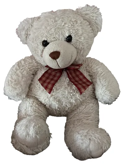 Kuschelwuschel Teddybär Plüschtier Weiß 30cm Kuscheltier mit Schleife