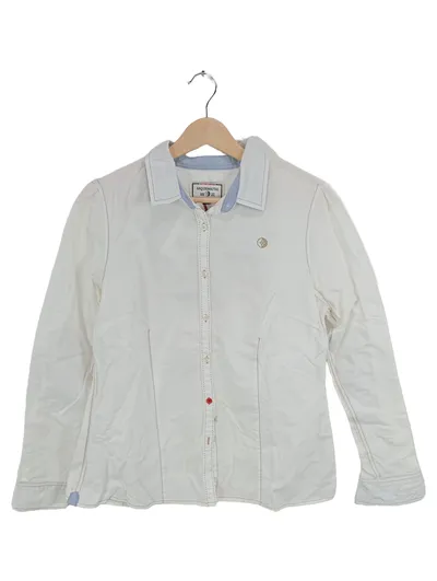 Arqueonautas Damen Hemdbluse Gr. 40/L Weiß Business Langarm Baumwolle